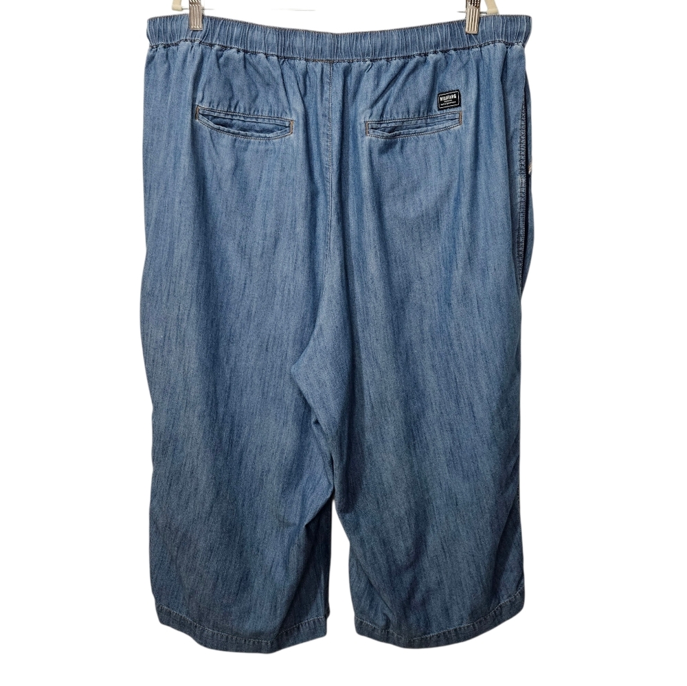 WILDFANG Essential Loose Leg Tencel Blend Culotte Wide Leg Pants Chambray 1X - Picture 4 of 15